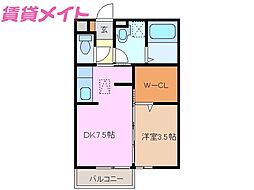 シーサイドウエスト 1DKの間取図画像