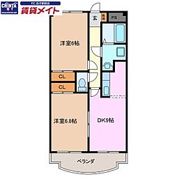 ラヴィトピア 2DKの間取図画像