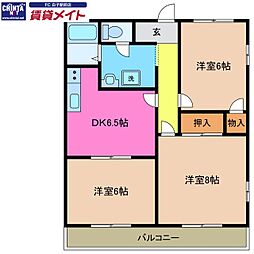 メモリアルアベニューB 3DKの間取図画像