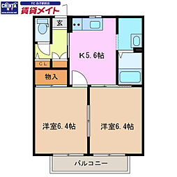アミューズメント銀鈴A 2Kの間取図画像