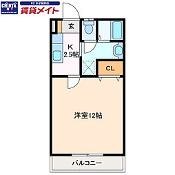 シーパーク長太ノ浦B 1Kの間取図画像