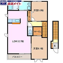 グリーンハイツ 2LDKの間取図画像