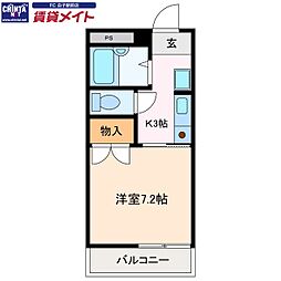 グランパス 1Kの間取図画像