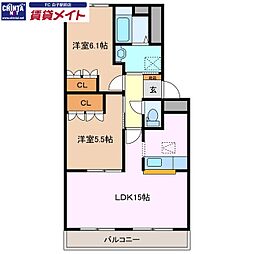 プリムローズ 2LDKの間取図画像