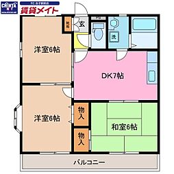 ミノヤトレゾールB 3DKの間取図画像