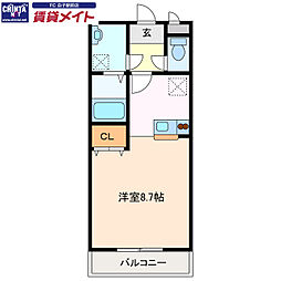 グレートアドバンスB ワンルームの間取図画像