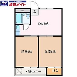 casaestrella 2DKの間取図画像