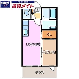 ボヌール 1LDKの間取図画像