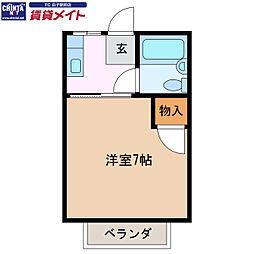 ハッピーハイム 1Kの間取図画像