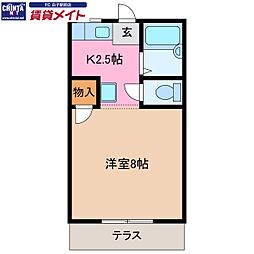 前田ハイツA 1Kの間取図画像