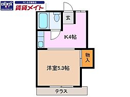 ハウス住吉 1Kの間取図画像