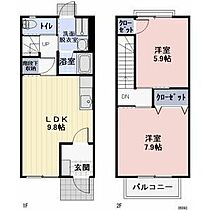 ＳＵＮＳＥＴ　ＲＯＵＧＥ　C棟 2 ｜ 三重県伊勢市上地町（賃貸テラスハウス2LDK・1階・59.62㎡） その2