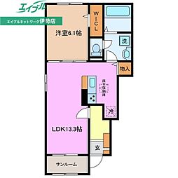 ライラック　Ｂ 1階1LDKの間取り