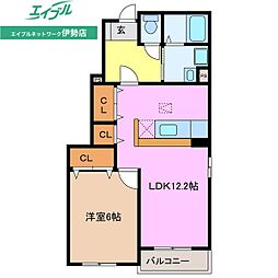 ヴェルデ・ルーチェ　Ａ棟 1階1LDKの間取り