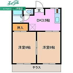 メゾンパレスパート1 2Kの間取図画像