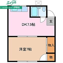 ななぞうアパート 1DKの間取図画像