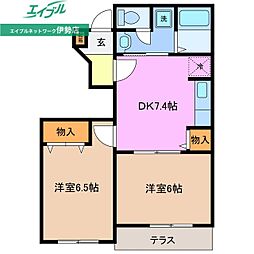 マグノリアA 2DKの間取図画像
