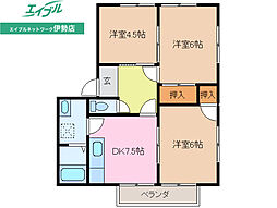 カーサ宮前 3DKの間取図画像