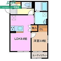 伊勢市小俣町本町アパート 1LDKの間取図画像