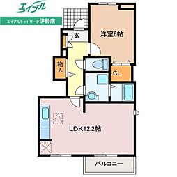 パークサイドハウス3 1LDKの間取図画像