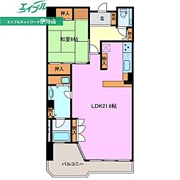 フジタ第6鳥羽マンション 1LDKの間取図画像
