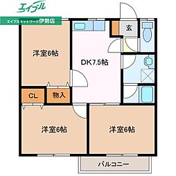 ウインドコート明野 3DKの間取図画像