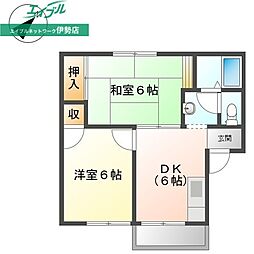 ことぶき苑B棟 2DKの間取図画像