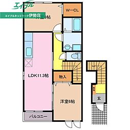 アシスト 2LDKの間取図画像