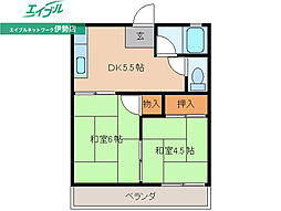 ハイツ角谷A 2DKの間取図画像