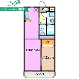 マエストロ伊勢 1LDKの間取図画像