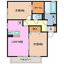 ブラン・ブルー　Ｅ 102 ｜ 三重県津市藤方（賃貸アパート2LDK・1階・55.40㎡） その2