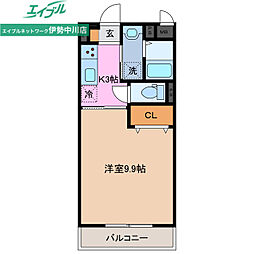コンフォール津 1階1Kの間取り