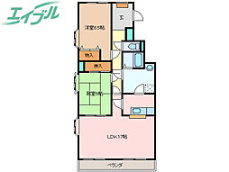 ハイタウンソレイユ 4階2LDKの間取り
