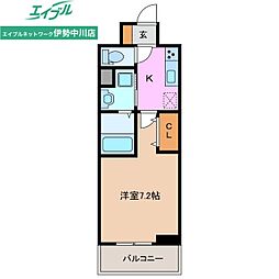 ラフィーネ 2階1Kの間取り