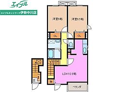 ヴェルサイユ 2階2LDKの間取り