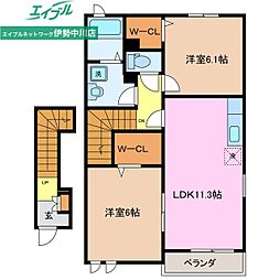 シード・ナーザリー 2階2LDKの間取り