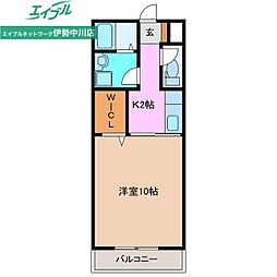 シャルマンドミールB 1Kの間取図画像