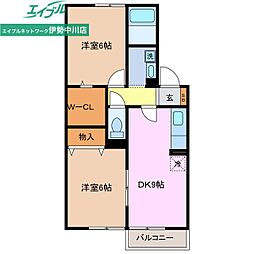 プレールD 2DKの間取図画像