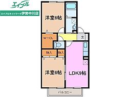 ノースステラA 2DKの間取図画像
