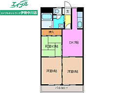 鷹跡マンション 3DKの間取図画像