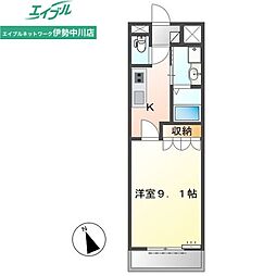 コーポブリリアント 1Kの間取図画像