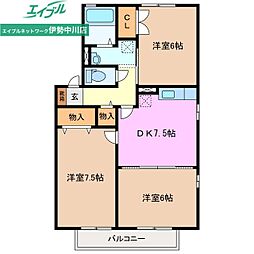 シャトーA 2LDKの間取図画像