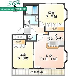 フラワーヒルズ天白B 2LDKの間取図画像