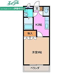 ウエストブルー 1Kの間取図画像