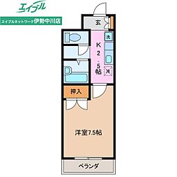 ボナール 1Kの間取図画像