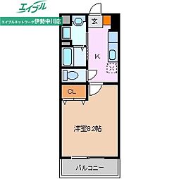 ブルースカイマンション10 1Kの間取図画像