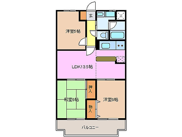 センチュリーハイランド 402｜三重県松阪市末広町２丁目(賃貸マンション3LDK・4階・65.00㎡)の写真 その2