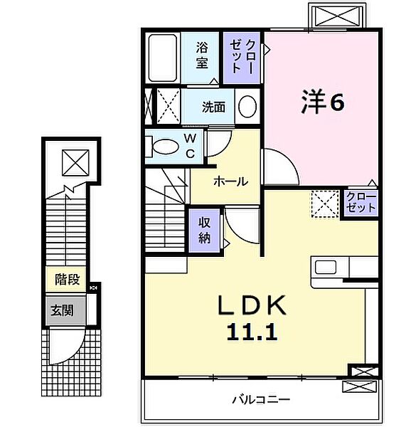 ルミナーレ　Ｂ 203｜三重県松阪市大津町(賃貸アパート1LDK・2階・46.09㎡)の写真 その2