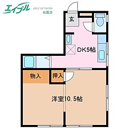 第二伊勢中川ハイツ 1DKの間取図画像
