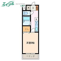 6MAYUMI・BILU 1Kの間取図画像